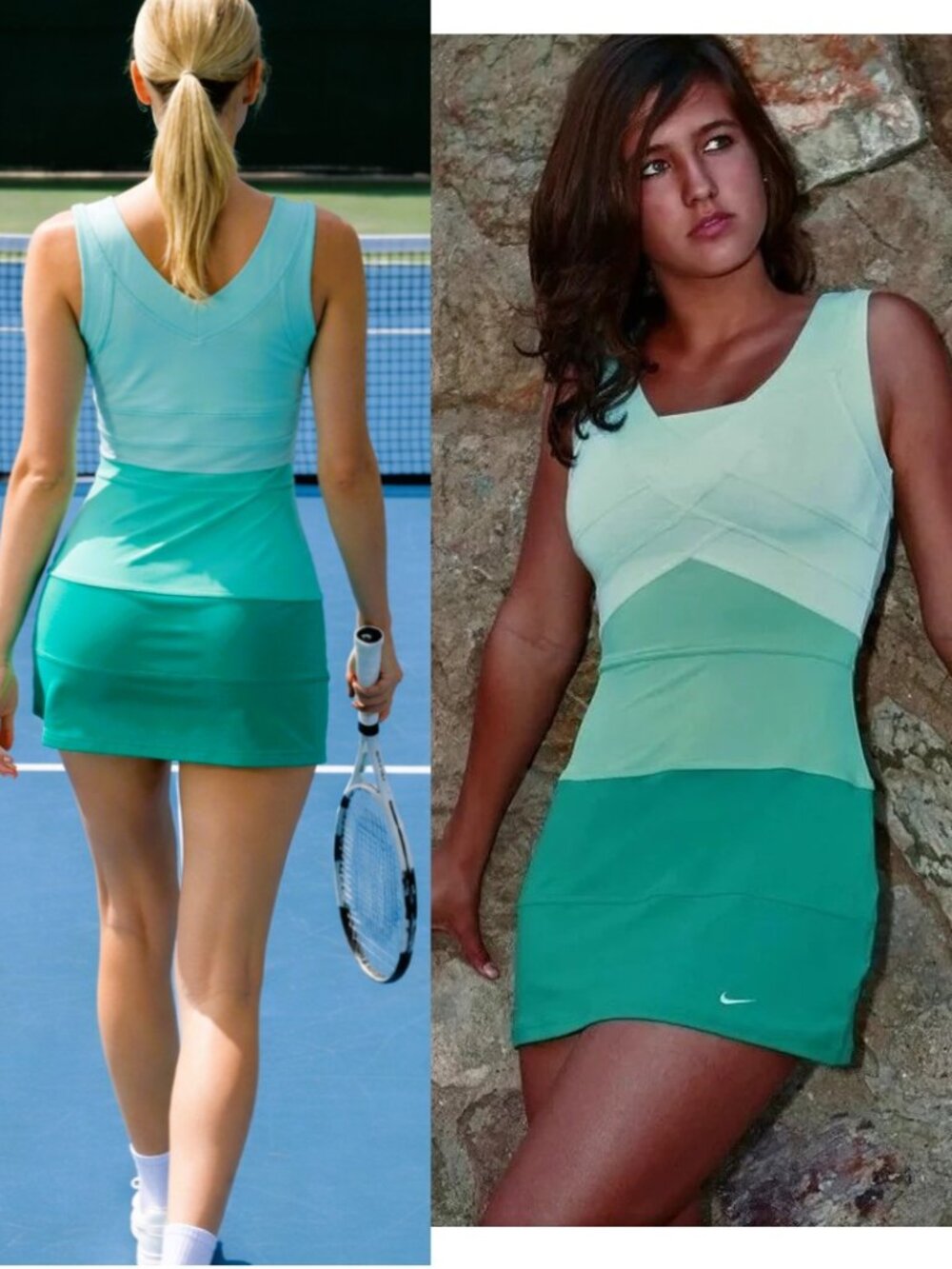 Nwt Nike PRETTY Tennis Dress L Large skirt Dri-FIT greens